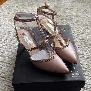 INC International Concepts Women's Blush Studded Kitten Heels